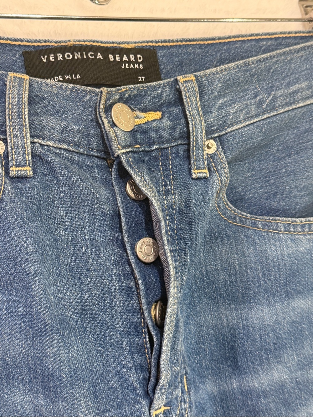 Veronica Beard Kasey Wide Leg Jeans Mid Rise Blue Size 27 Wide Leg Luxury Denim - Picture 7 of 15